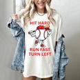 Hit Hard Run Fast Turn Left Baseball Player Women's Comfort Colors T-Shirt Ivory Hit Hard Run Fast Turn Left Baseball Player Women's Comfort Colors T-Shirt Ivory