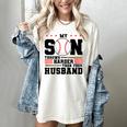 My Son Throws Harder Than Your Husband Baseball Mom Women's Comfort Colors T-Shirt Ivory