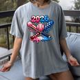 2026 American Flag Baseball Ice Cream Drip Bats Boys Women's Comfort Colors T-Shirt Gray