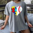 Autism Baseball Heart Autism Puzzle Baseball Mom Women's Comfort Colors T-Shirt Gray