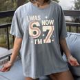 Baseball 7th Birthday 6 7 Years Old I Was 6 Now I'm 7 Women's Comfort Colors T-Shirt Gray