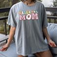 Baseball Mom Groovy Game Day Women's Comfort Colors T-Shirt Gray Baseball Mom Groovy Game Day Women's Comfort Colors T-Shirt Gray