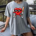 Baseball Valentines Day Heart Boys Sports Love Women's Comfort Colors T-Shirt Gray