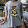 Boys Pizza Theme Baseball Home Hitter Women's Comfort Colors T-Shirt Gray