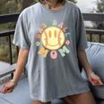 Groovy Retro Floral Happy Smiling Face Baseball Mom Women's Comfort Colors T-Shirt Gray Groovy Retro Floral Happy Smiling Face Baseball Mom Women's Comfort Colors T-Shirt Gray
