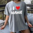 I Love Mamie Heart Grandma Grandmother Grandparent Raglan Baseball Tee Women's Comfort Colors T-Shirt Gray