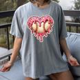Melting Baseball Drip Heart Softball Player Lover Ice Cream Women's Comfort Colors T-Shirt Gray