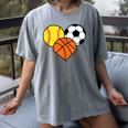 Mom Sports Heart Soccer Basketball Baseball Softball Women's Comfort Colors T-Shirt Gray