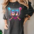 Baseball Ice Cream Drip Number 67 Player 67th Birthday Women's Comfort Colors T-Shirt Pepper