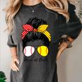 Baseball Mom Softball Mom Of Both Messy Bun Mother's Day Women's Comfort Colors T-Shirt Pepper Baseball Mom Softball Mom Of Both Messy Bun Mother's Day Women's Comfort Colors T-Shirt Pepper