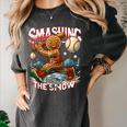 Baseball Player Christmas Gingerbread Smashing Through Snow Women's Comfort Colors T-Shirt Pepper
