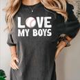 I Love My Boys Baseball Moms Women's Comfort Colors T-Shirt Pepper