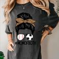 Soccer Baseball Mom Of Both Messy Bun Leopard Mother's Day Women's Comfort Colors T-Shirt Pepper
