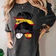 Spanish Baseball Mom Messy Bun Spain Baseball Girl Women's Comfort Colors T-Shirt Pepper Spanish Baseball Mom Messy Bun Spain Baseball Girl Women's Comfort Colors T-Shirt Pepper