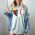 Autism Baseball Heart Autism Puzzle Baseball Mom Women's Comfort Colors T-Shirt Denim