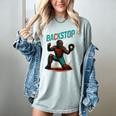Backstop Catcher Baseball Graphic Women's Comfort Colors T-Shirt Denim Backstop Catcher Baseball Graphic Women's Comfort Colors T-Shirt Denim