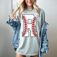 Baseball Alphabet Monogram Initial Letter R Women's Comfort Colors T-Shirt Denim