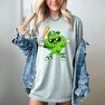Lucky Shamrock Playing Baseball St Patrick's Kids Boys Women's Comfort Colors T-Shirt Denim