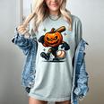 Spooky Halloween Scary Pumpkin Baseball Player Witchy Vibes Women's Comfort Colors T-Shirt Denim Spooky Halloween Scary Pumpkin Baseball Player Witchy Vibes Women's Comfort Colors T-Shirt Denim