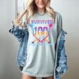 I Survived 100 Days Of School Baseball Boys Students Women's Comfort Colors T-Shirt Denim