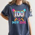100 Days Of School Baseball Ice Cream Drip 100th Day School Women's Comfort Colors T-Shirt Moss