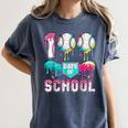 100 Days Of School Boys Kids 100th Day Of School Baseball Women's Comfort Colors T-Shirt Moss
