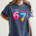I Was 6 Now I'm 7 Meme Six Seven Baseball 7th Birthday Women's Comfort Colors T-Shirt Moss