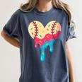 Baseball Drip Melting Ice Cream Baseball Heart Boys Girls Women's Comfort Colors T-Shirt Moss