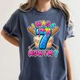 Blue Checkered I Was 6 Now I'm 7 Birthday Cake Baseball Drip Women's Comfort Colors T-Shirt Moss Blue Checkered I Was 6 Now I'm 7 Birthday Cake Baseball Drip Women's Comfort Colors T-Shirt Moss