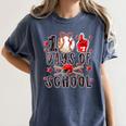 Happy 100 Days Of School Baseball Girls Coquette Bow Teacher Women's Comfort Colors T-Shirt Moss