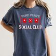 Home Plate Social Club Softball Season Baseball Mom Premium Women's Comfort Colors T-Shirt Moss