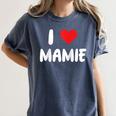 I Love Mamie Heart Grandma Grandmother Grandparent Raglan Baseball Tee Women's Comfort Colors T-Shirt Moss
