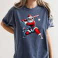 Santa Playing Baseball Men Boys Christmas Baseball Player Women's Comfort Colors T-Shirt Moss Santa Playing Baseball Men Boys Christmas Baseball Player Women's Comfort Colors T-Shirt Moss