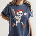 Skeleton Batting Baseball Halloween Boys Men Kids Women's Comfort Colors T-Shirt Moss Skeleton Batting Baseball Halloween Boys Men Kids Women's Comfort Colors T-Shirt Moss