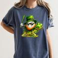 St Patrick’s Day Baseball Shamrock Player Women's Comfort Colors T-Shirt Moss