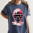 Valentine Baseball Catcher Mask Ice Cream Drip Tee For Boys Women's Comfort Colors T-Shirt Moss Valentine Baseball Catcher Mask Ice Cream Drip Tee For Boys Women's Comfort Colors T-Shirt Moss