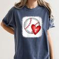 Womens Bleached Custom Baseball Mom Number 7 Heart For Mom Women's Comfort Colors T-Shirt Moss