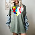 Autism Baseball Heart Autism Puzzle Baseball Mom Women's Comfort Colors T-Shirt Berry