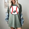 Pregnant Baseball Mom Pregnancy Announcement Baby Feet Belly Women's Comfort Colors T-Shirt Berry
