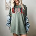 Retro Checkered Tired But Caffeinated Baseball Mom Leopard Women's Comfort Colors T-Shirt Berry