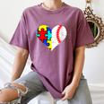Autism Baseball Heart Autism Puzzle Baseball Mom Women's Comfort Colors T-Shirt Blue Jean