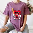Heart Playing Baseball Valentines Day Women's Comfort Colors T-Shirt Blue Jean
