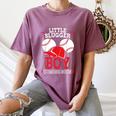 Little Slugger Boy Coming Soon Baby Announcement Baseball Women's Comfort Colors T-Shirt Blue Jean