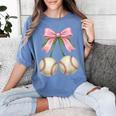 Baseball Girls Women Coquette Pink Bow Baseball Women's Comfort Colors T-Shirt Chalky Mint