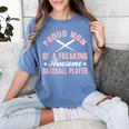 Baseball Player Pitcher Catcher Baseball Mom Mother Women's Comfort Colors T-Shirt Chalky Mint