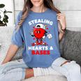 Boys Valentines Baseball Drip Icecream Stealing Hearts Kids Women's Comfort Colors T-Shirt Chalky Mint