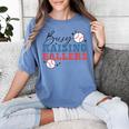Busy Raising Ballers Retro Groovy Baseball Mom Outfit Women's Comfort Colors T-Shirt Chalky Mint