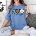 Peace Love Baseball Lover Motif For Women Pink Baseball Mom Women's Comfort Colors T-Shirt Chalky Mint