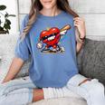 Valentines Day Baseball Dabbing Red Heart Love Boys Women's Comfort Colors T-Shirt Chalky Mint