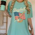 American Flag Baseball Player Bat Fan Catcher Pitcher USA Women's Comfort Colors T-Shirt Violet American Flag Baseball Player Bat Fan Catcher Pitcher USA Women's Comfort Colors T-Shirt Violet